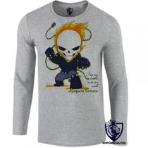 camiseta manga longa Infantil até Plus size Motoqueiro Fantasma moto harley