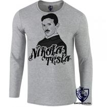 camiseta manga longa Infantil até Plus size nikola tesla genio eletrica camiseta manga longa Infantil até Plus size nikola tesla genio eletrica