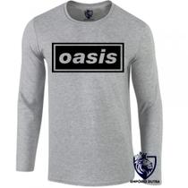 camiseta manga longa Infantil até Plus size OASIS banda rock