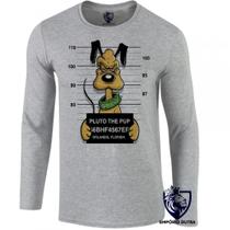 camiseta manga longa Infantil até Plus size Pluto preso prisão cachorro camiseta manga longa Infantil até Plus size Pluto preso prisão cachorro