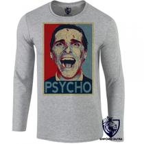 camiseta manga longa Infantil até Plus size Psycho Patrick Bateman Christian Bale camiseta manga longa Infantil até Plus size Psycho Patrick Bateman Christian Bale