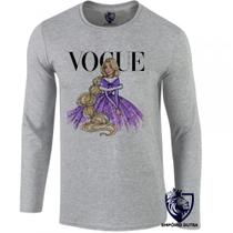 camiseta manga longa Infantil até Plus size Rapunzel enrolados