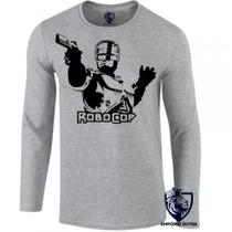 camiseta manga longa Infantil até Plus size Robocop policia arma pistola robo camiseta manga longa Infantil até Plus size Robocop policia arma pistola robo