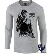 camiseta manga longa Infantil até Plus size Stallone Cobra você é um cocô camiseta manga longa Infantil até Plus size Stallone Cobra você é um cocô