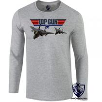 camiseta manga longa Infantil até Plus size Top Gun avião de caça camiseta manga longa Infantil até Plus size Top Gun avião de caça
