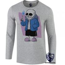 camiseta manga longa Infantil até Plus size undertale caveira game jogo android