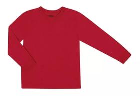 Camiseta Manga Longa Infantil Com Punho Unissex Vermelho