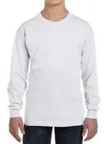 camiseta manga longa infantil masculina branca algodão