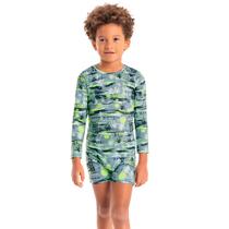 Camiseta Manga Longa Infantil Masculina com Proteção UV Cinza Neon Abstrato Quimby Camiseta Manga Longa Infantil Masculina com Proteção UV Cinza Neon Abstrato Quimby