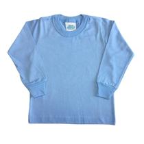 Camiseta Manga Longa Infantil Menino Azul Lisa -Bicho Bagunça