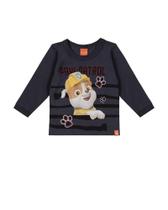 Camiseta Manga Longa Infantil Menino Patrulha Canina Cinza-Tamanho 6