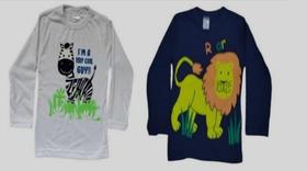 Camiseta manga longa infantil tamanho 1 kit com 2 Camiseta manga longa infantil tamanho 1 kit com 2