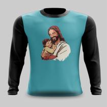 Camiseta Manga Longa Jesus com Criança Amor Páscoa