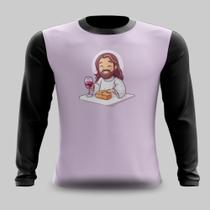 Camiseta Manga Longa Jesus Tomando Santa Ceia
