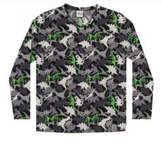Camiseta Manga Longa Juvenil Menino Dinossauros em Malha Penteada Gola V - Elian