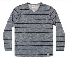 Camiseta Manga Longa Juvenil Menino em Malha Penteada Gola V - Elian