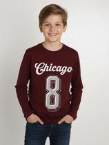 Camiseta Manga Longa Juvenil Para Menino- BORDO Camiseta Manga Longa Juvenil Para Menino- BORDO
