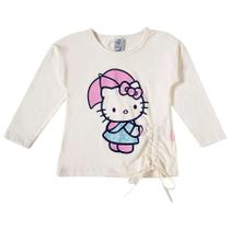 Camiseta Manga Longa Kids Tip Top - Hello Kitty Branca - Menina - 100% Algodão Camiseta Manga Longa Kids Tip Top - Hello Kitty Branca - Menina - 100% Algodão