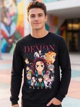 Camiseta Manga Longa Kimestu Demon Slayer Caçadores de Onis Tamanho:PCor:Preto