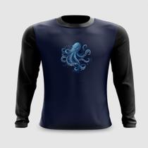 Camiseta Manga Longa Kraken Assustador Oceano