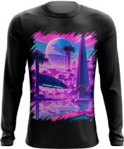 Camiseta Manga Longa Landscape Futuro Vaporwave 10