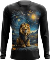 Camiseta Manga Longa Leão Noite Estrelada Van Gogh 1