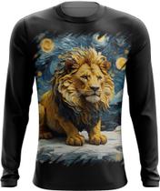Camiseta Manga Longa Leão Noite Estrelada Van Gogh 4