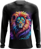 Camiseta Manga Longa Leopardo Ondas Magnéticas Vibrante 8