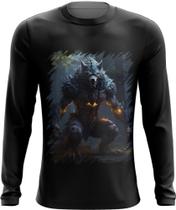 Camiseta Manga Longa Lobisomem Criatura das Trevas Folclore 3