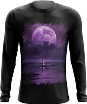 Camiseta Manga Longa Lua Púrpura Luar Roxo Moon Lunar 1