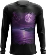 Camiseta Manga Longa Lua Púrpura Luar Roxo Moon Lunar 12