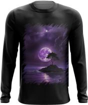 Camiseta Manga Longa Lua Púrpura Luar Roxo Moon Lunar 2