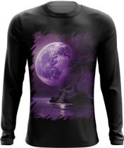 Camiseta Manga Longa Lua Púrpura Luar Roxo Moon Lunar 7