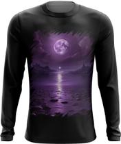 Camiseta Manga Longa Lua Púrpura Luar Roxo Moon Lunar 9