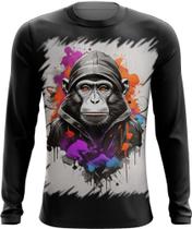 Camiseta Manga Longa Macaco Monkey Ilustrado Vetor 1 Camiseta Manga Longa Macaco Monkey Ilustrado Vetor 1