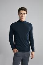 Camiseta Manga Longa Malha Slim Fit - Azul Marinho