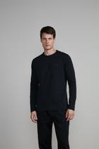 Camiseta Manga Longa Malha Slim Fit - Preto