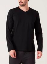 Camiseta Manga Longa Malwee 1000006663 Masculina Gola V Algodão T. P/XGG