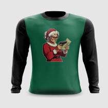 Camiseta Manga Longa Mamãe Noel Bandida Natal