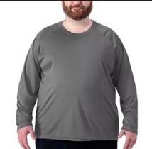 Camiseta manga longa masculina Plus Size 100% poliéster