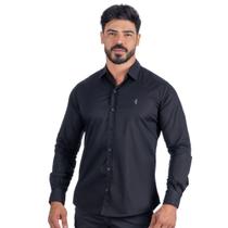 Camiseta Manga Longa Masculina Social Preta
