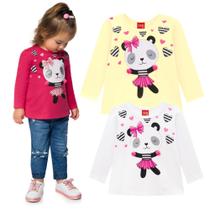Camiseta Manga Longa Meia Malha Infantil FemininoKYLY