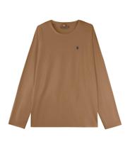 Camiseta Manga Longa Meia Malha Maquineta Diametro Marrom - Rovitex Plus Size