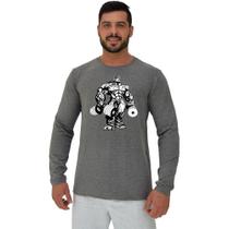 Camiseta Manga Longa Moletinho MXD Conceito Bodybuilding Com Halteres