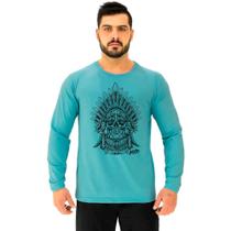 Camiseta Manga Longa Moletinho MXD Conceito Caveira Cacique