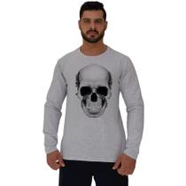 Camiseta Manga Longa Moletinho MXD Conceito Caveira Quadricular Camiseta Manga Longa Moletinho MXD Conceito Caveira Quadricular