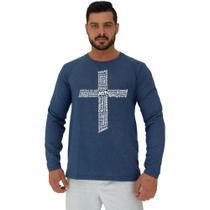 Camiseta Manga Longa Moletinho MXD Conceito Crucifixo Motivacional