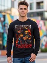 Camiseta Manga Longa Mortal Kombat Scorpion Flawless Victory Tamanho:GGCor:Preto Camiseta Manga Longa Mortal Kombat Scorpion Flawless Victory Tamanho:GGCor:Preto