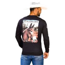 Camiseta Manga Longa Muladeiros Masculina Country Preta