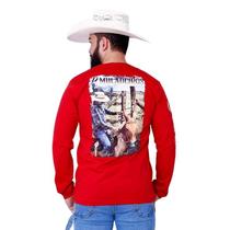 Camiseta Manga Longa Muladeiros Masculina Country Vermelho